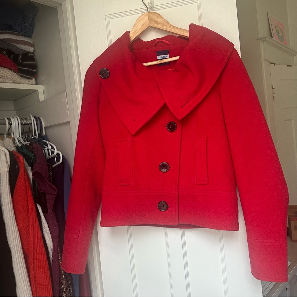 Red Felt Pea Coat